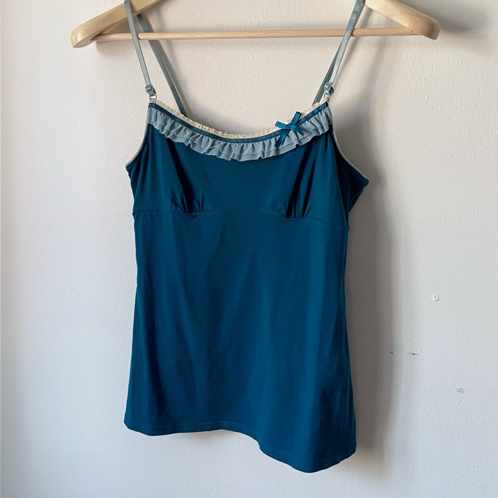 Uniqlo Teal Camisole with Ruffle Trim